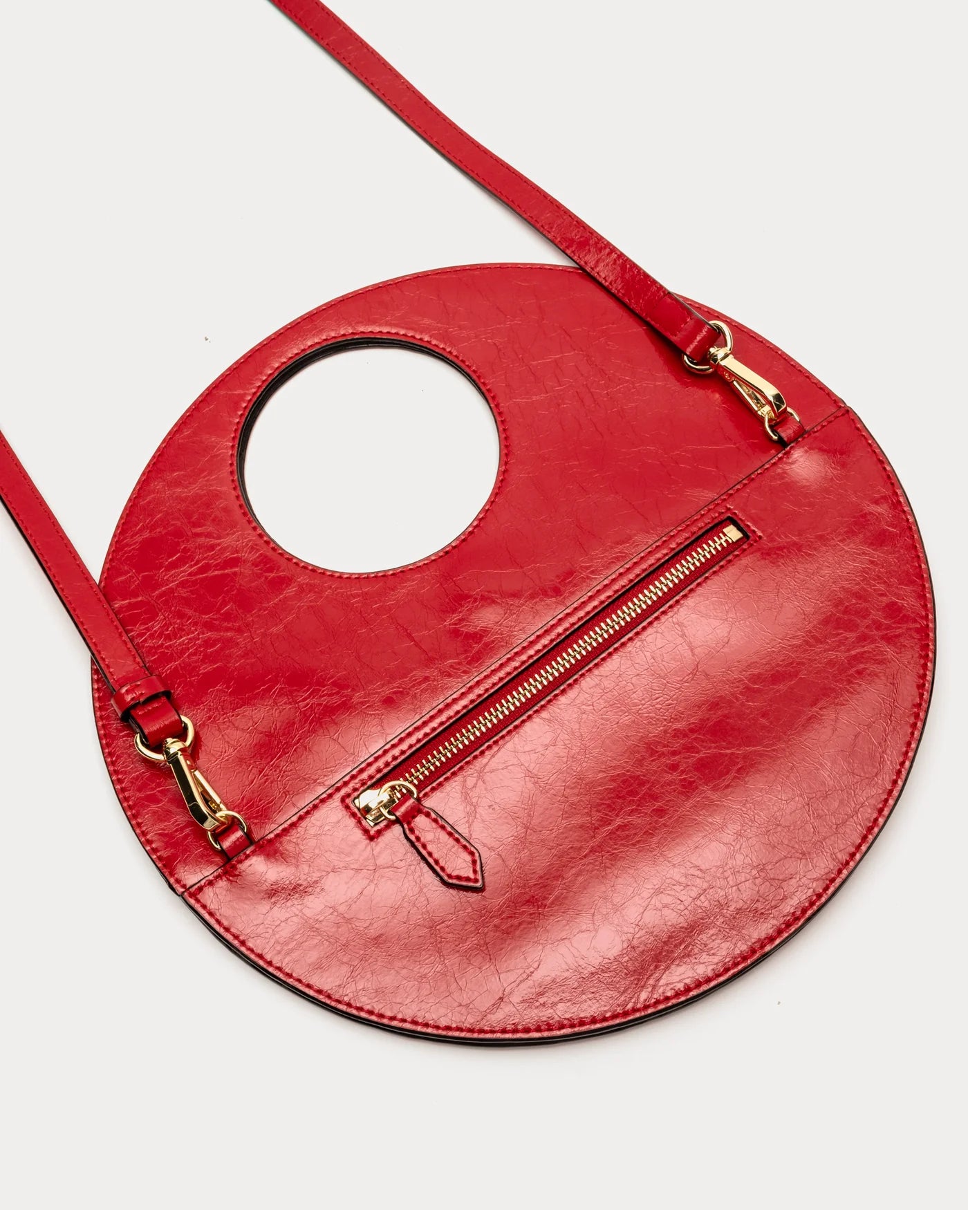 Juno Round Bag Crinkled Leather - Red