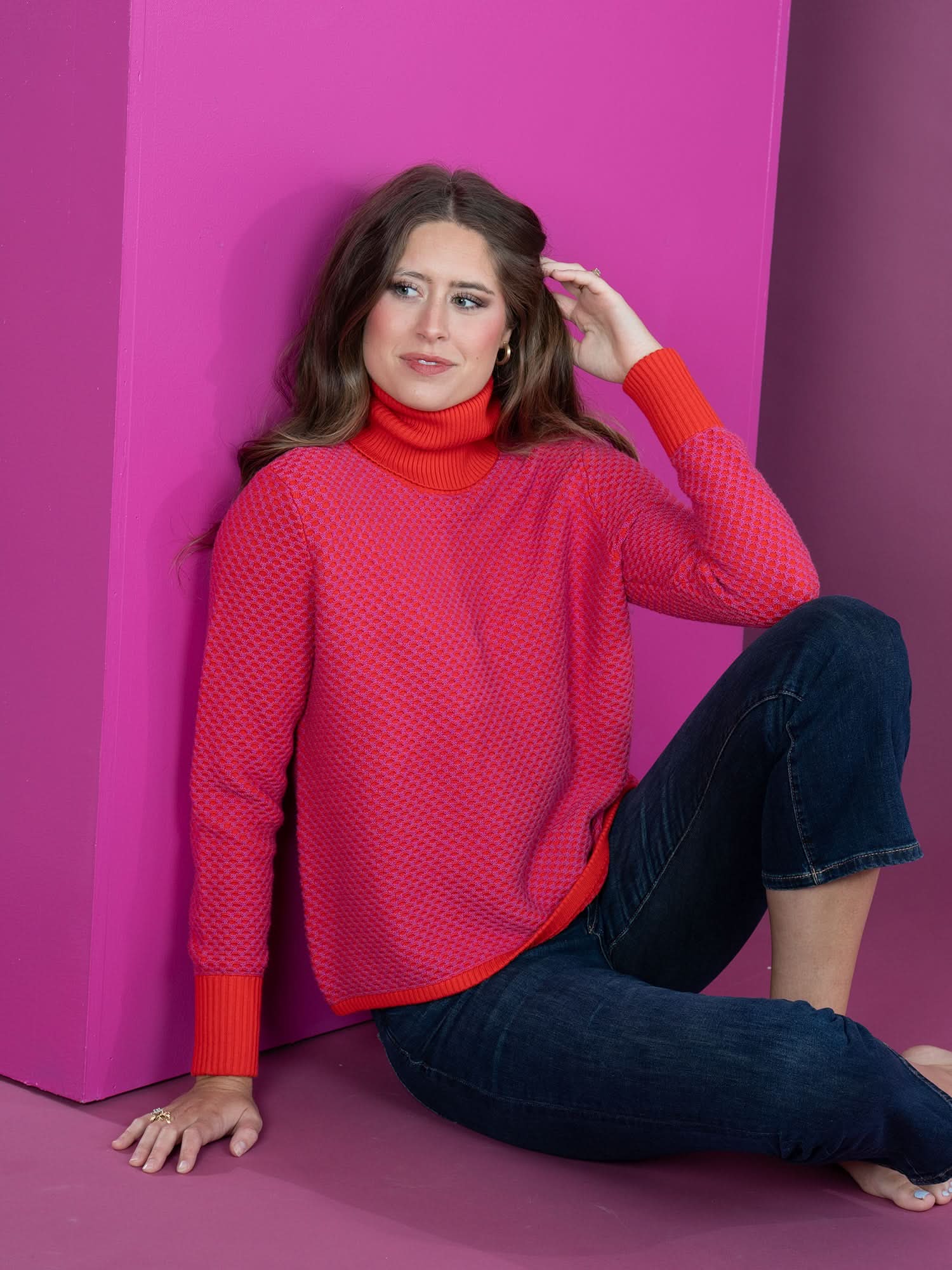 Boxy Turtleneck in Raspberry – Emily McCarthy