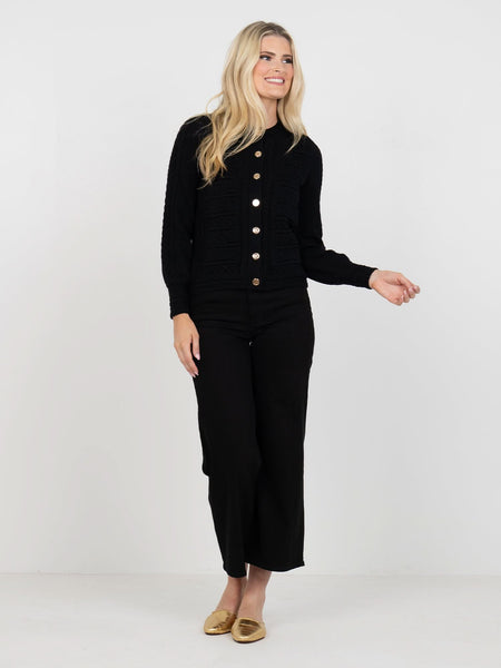 Chloe Cardigan in Midnight Monogram – Emily McCarthy