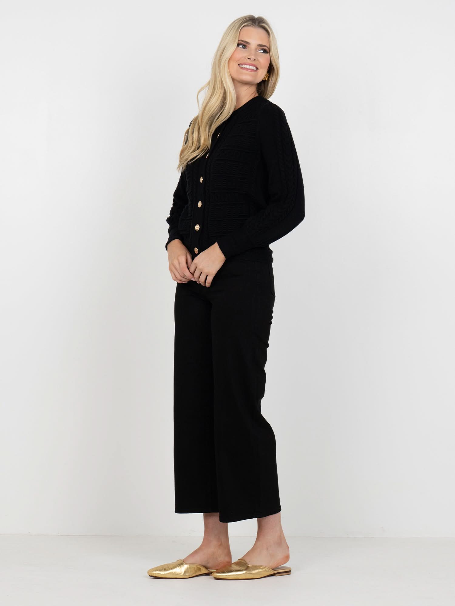 Chloe Cardigan in Midnight Monogram – Emily McCarthy