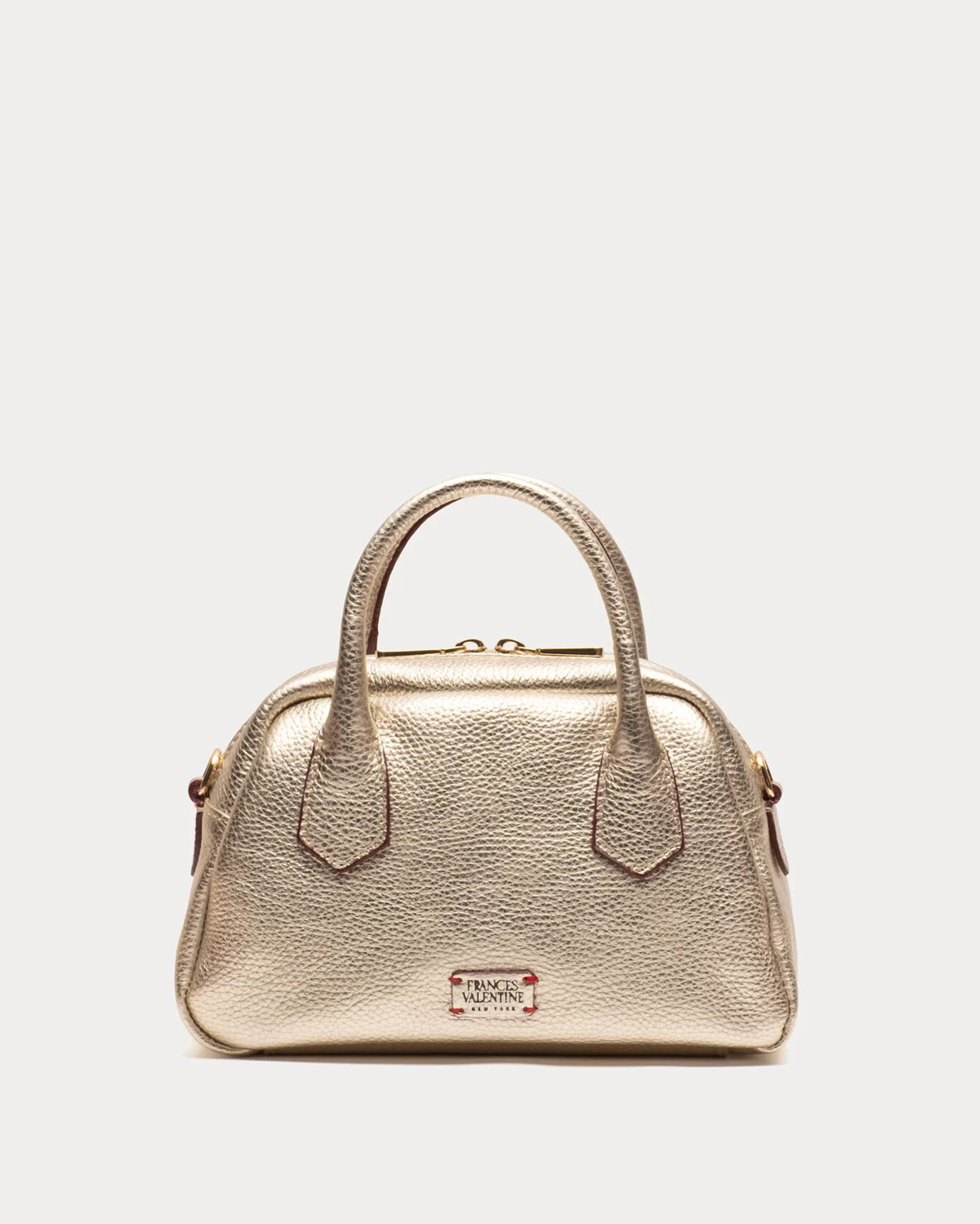 Mini Bowler Bag Tumbled Leather Metallic Gold