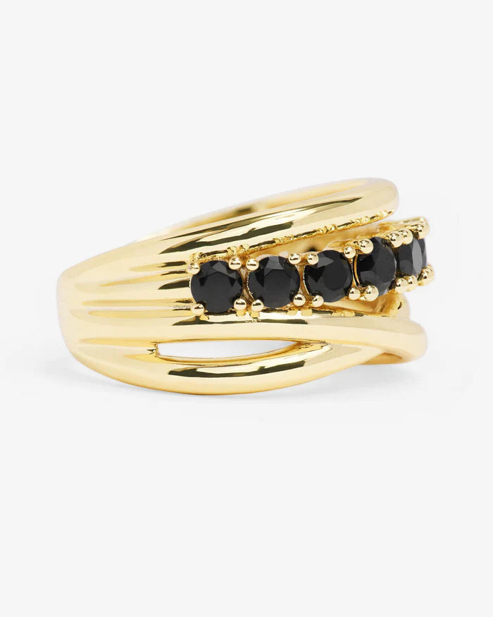 Oh She Fancy Stacked Diamond Ring - Gold/Black