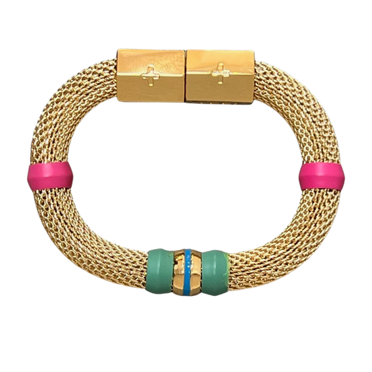 Mesh Candy Bracelet - Pink/Turquoise