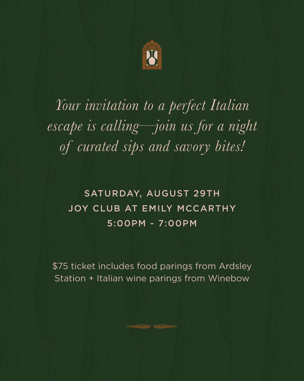 A Night in Italy Food + Wine Tasting