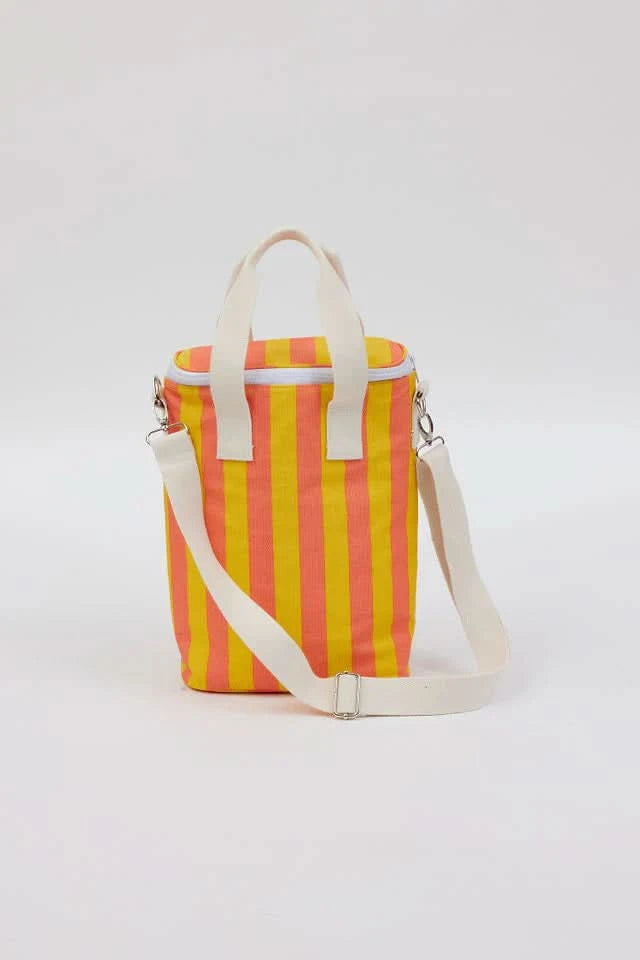 Striped Cooler Bag - Coral/Yellow