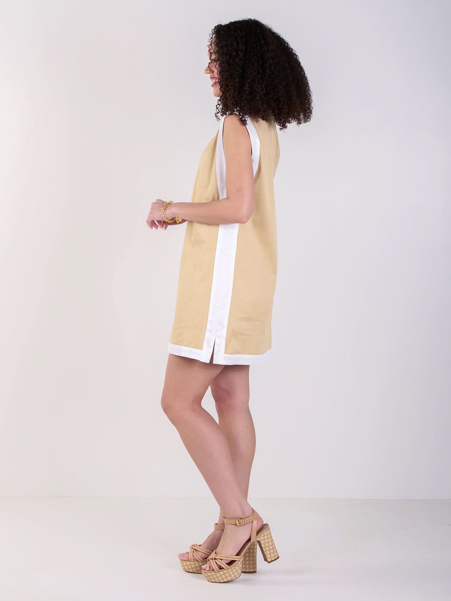 Emily Shift Dress in White Sand – Emily McCarthy Emily Shift Dress in White Sand – Emily McCarthy