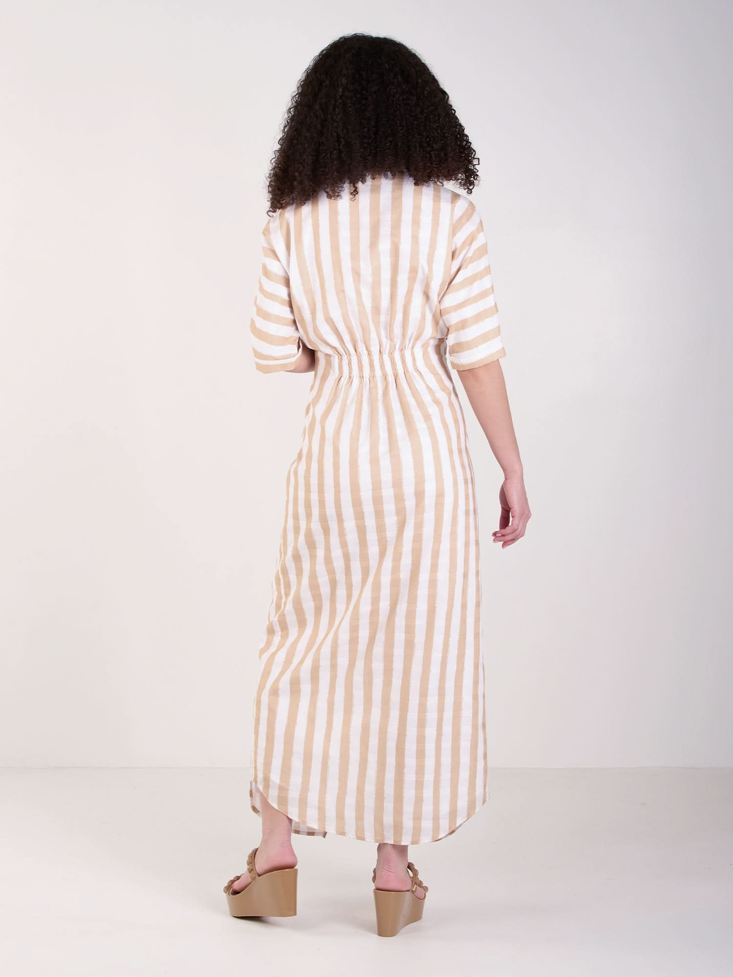 Georgia Dress - Sand Stripe L Georgia Dress - Sand Stripe L