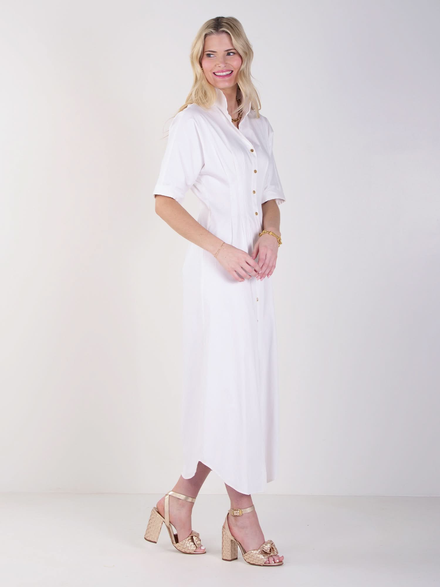 Emily McCarthy Georgia Dress White Cotton Poplin XL Emily McCarthy Georgia Dress White Cotton Poplin XL