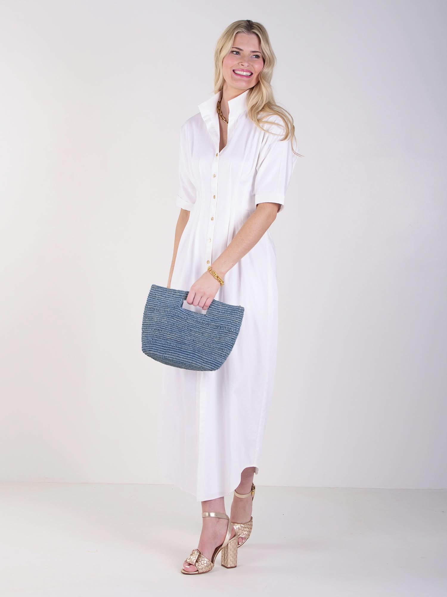 Emily McCarthy Georgia Dress White Cotton Poplin XL Emily McCarthy Georgia Dress White Cotton Poplin XL