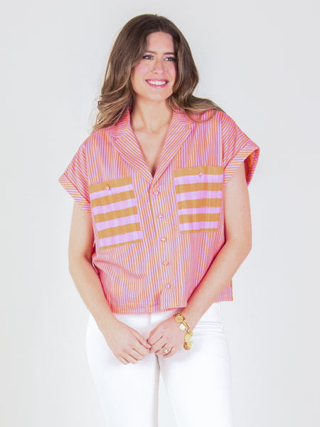 Luna Top in Coral Pink Stripe – Emily McCarthy