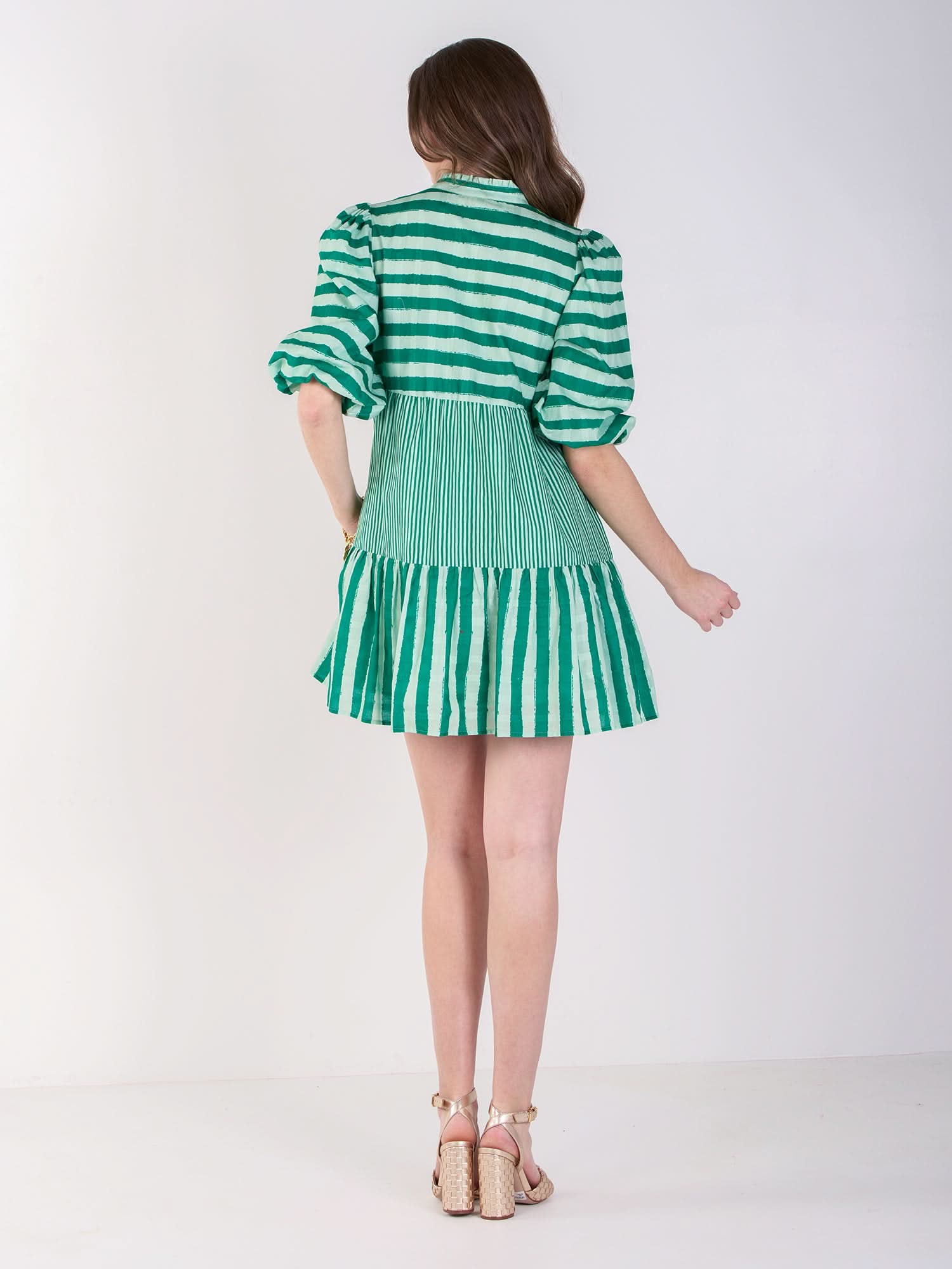 Sadie Dress in Mist Green Stripe Sadie Dress in Mist Green Stripe