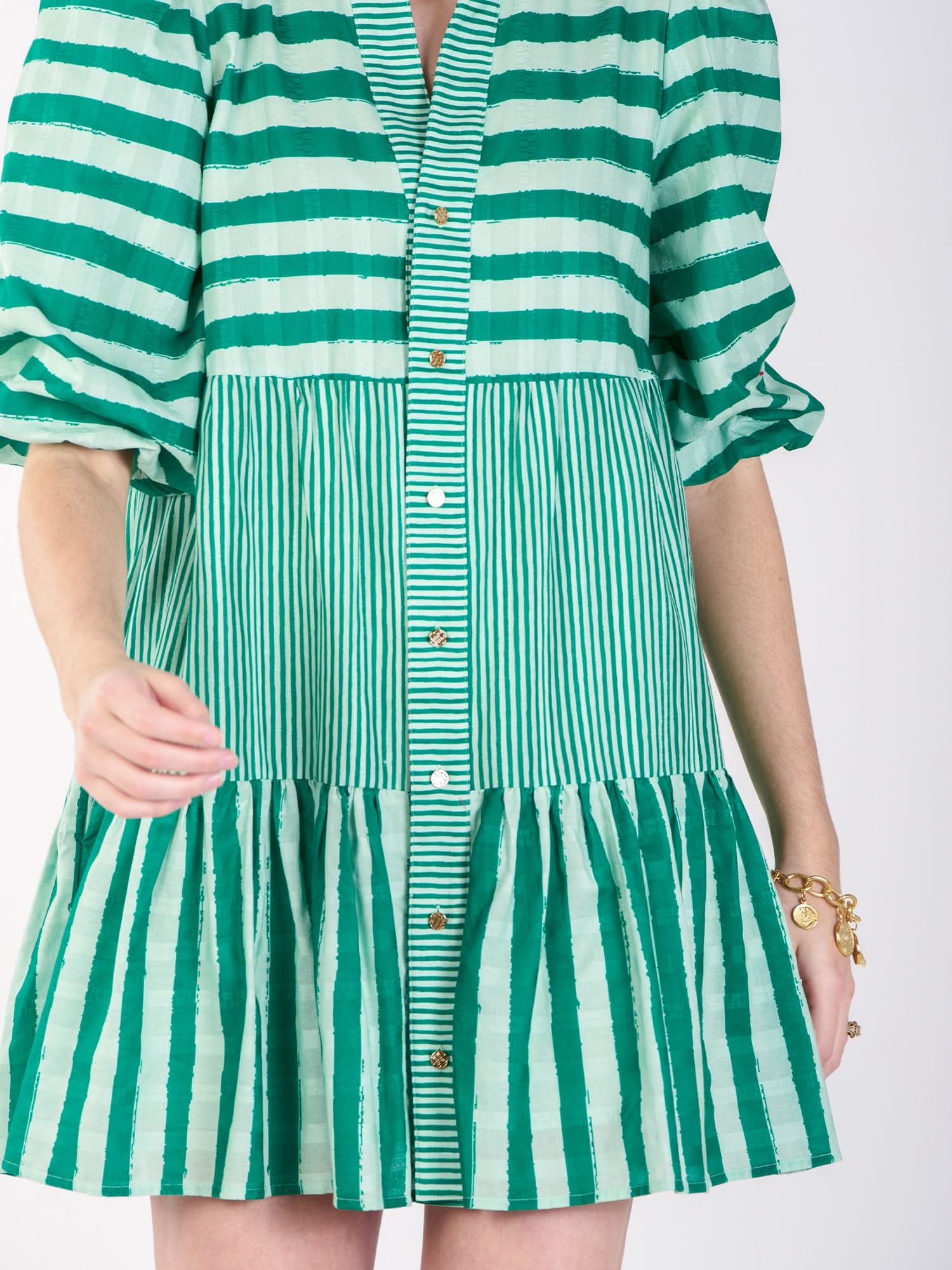 Sadie Dress in Mist Green Stripe Sadie Dress in Mist Green Stripe