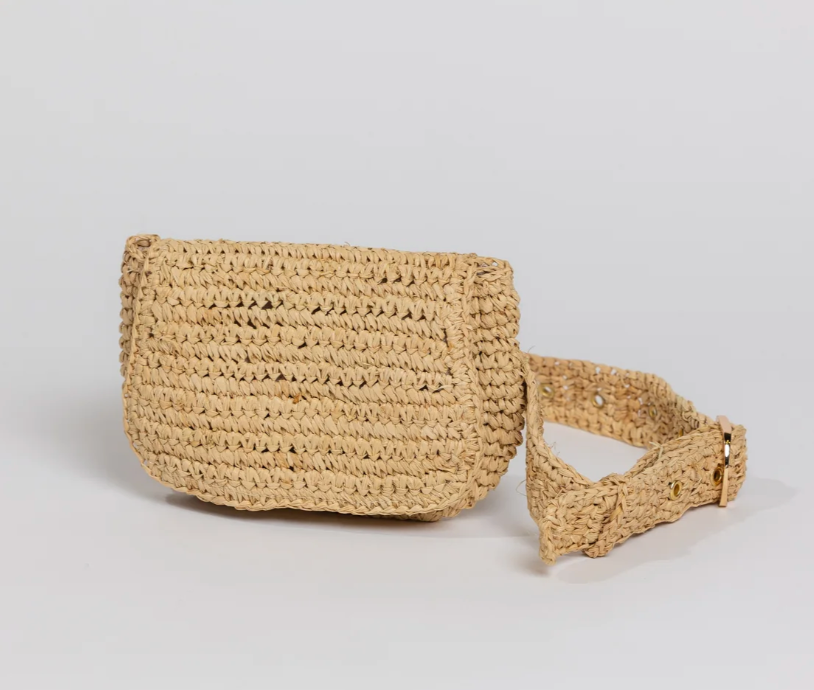Straw Belt Bag-Natural