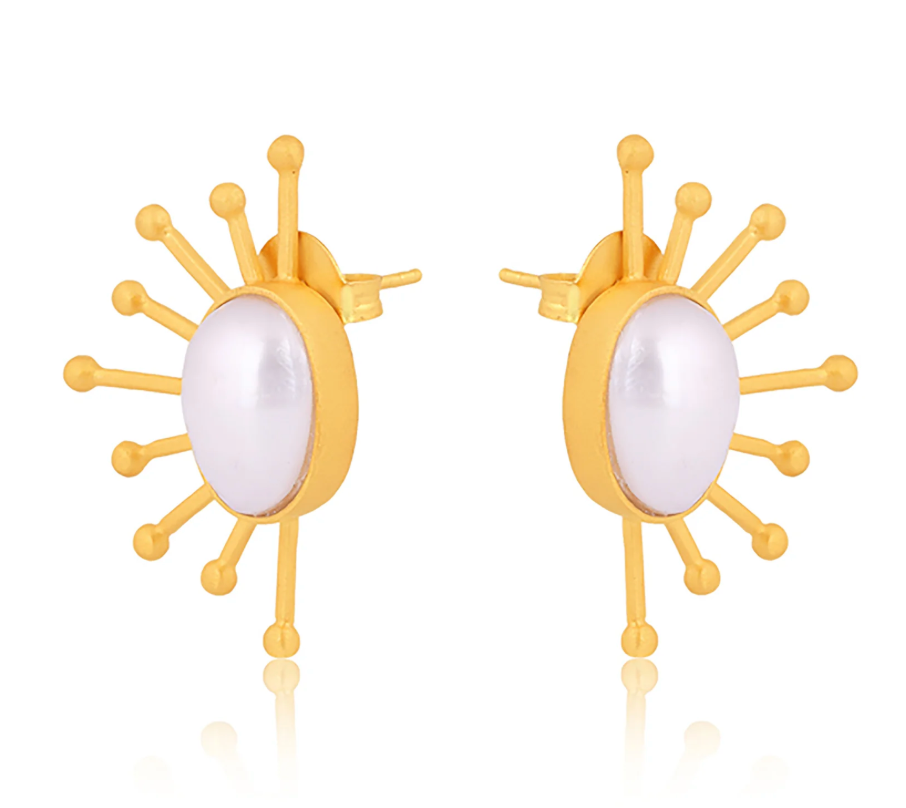 Ray of Sunshine Stud Earrings - Pearl