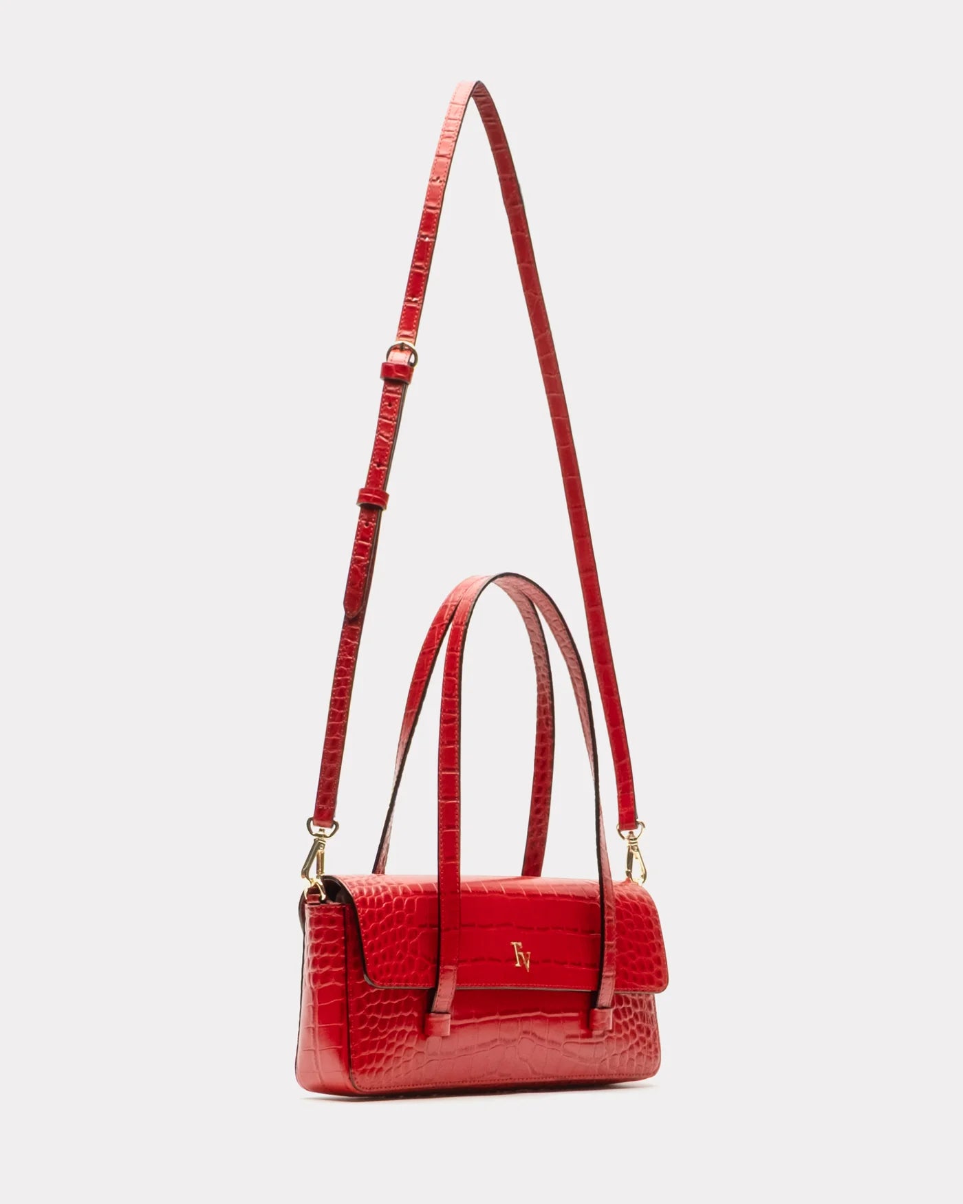Slim Tote Croc Emboss Leather - Red