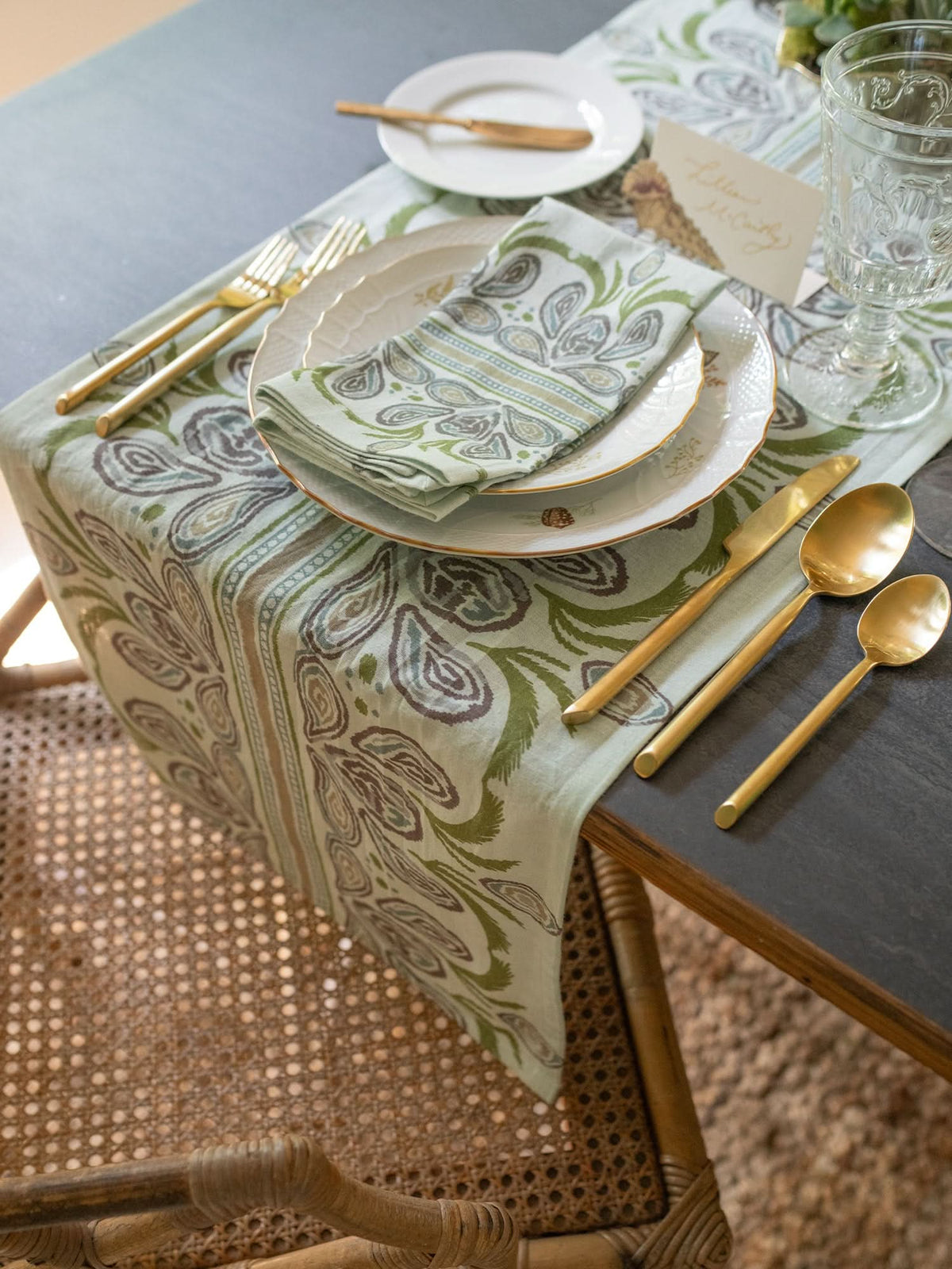Oyster Ikat Table Runner