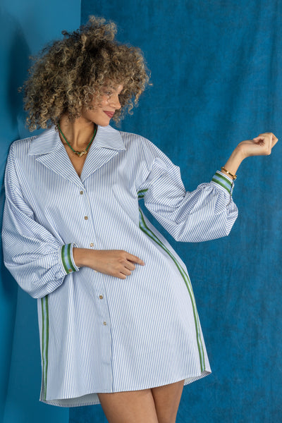 Iris Oxford Dress in Grapemist Stripe – Emily McCarthy