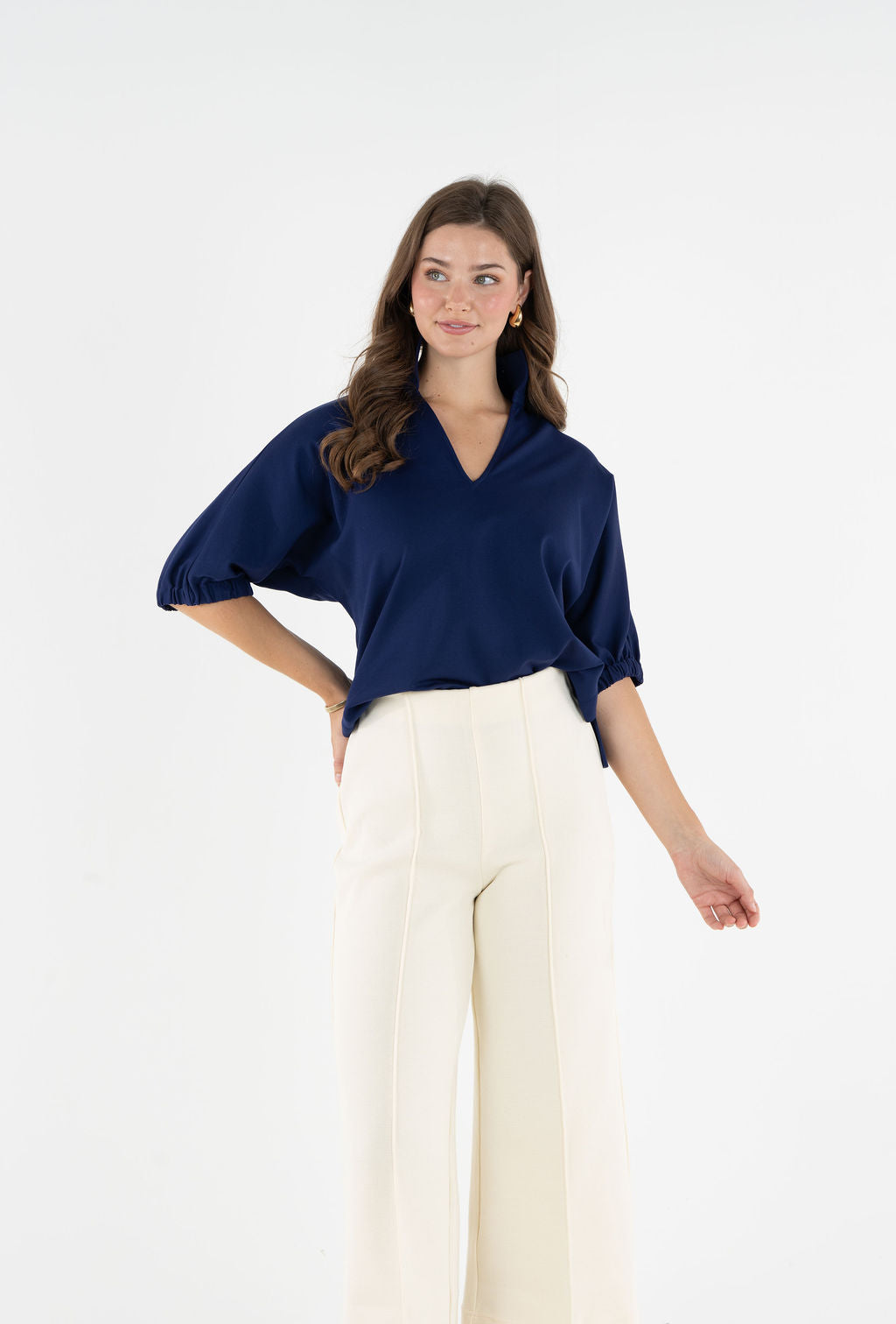 Poppy Top in Navy Ponte – Emily McCarthy