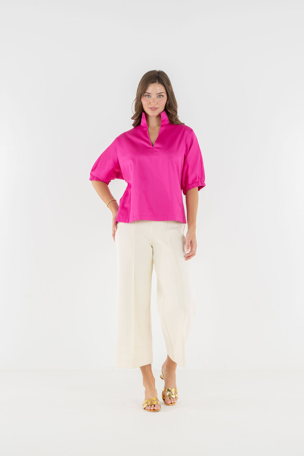 Poppy Top in Fuchsia Fedora Cotton Poplin – Emily McCarthy