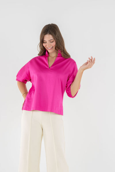 Poppy Top in Fuchsia Fedora Cotton Poplin – Emily McCarthy