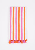 Coral Pink Stripe Tea Towel