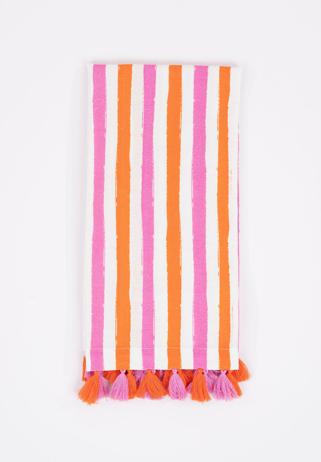 Coral Pink Stripe Tea Towel