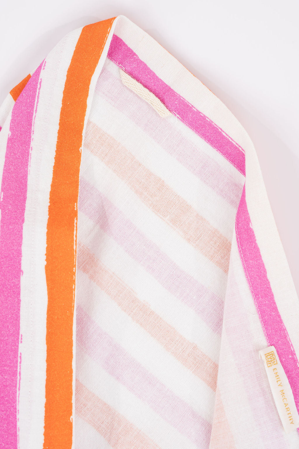 Coral Pink Stripe Tea Towel