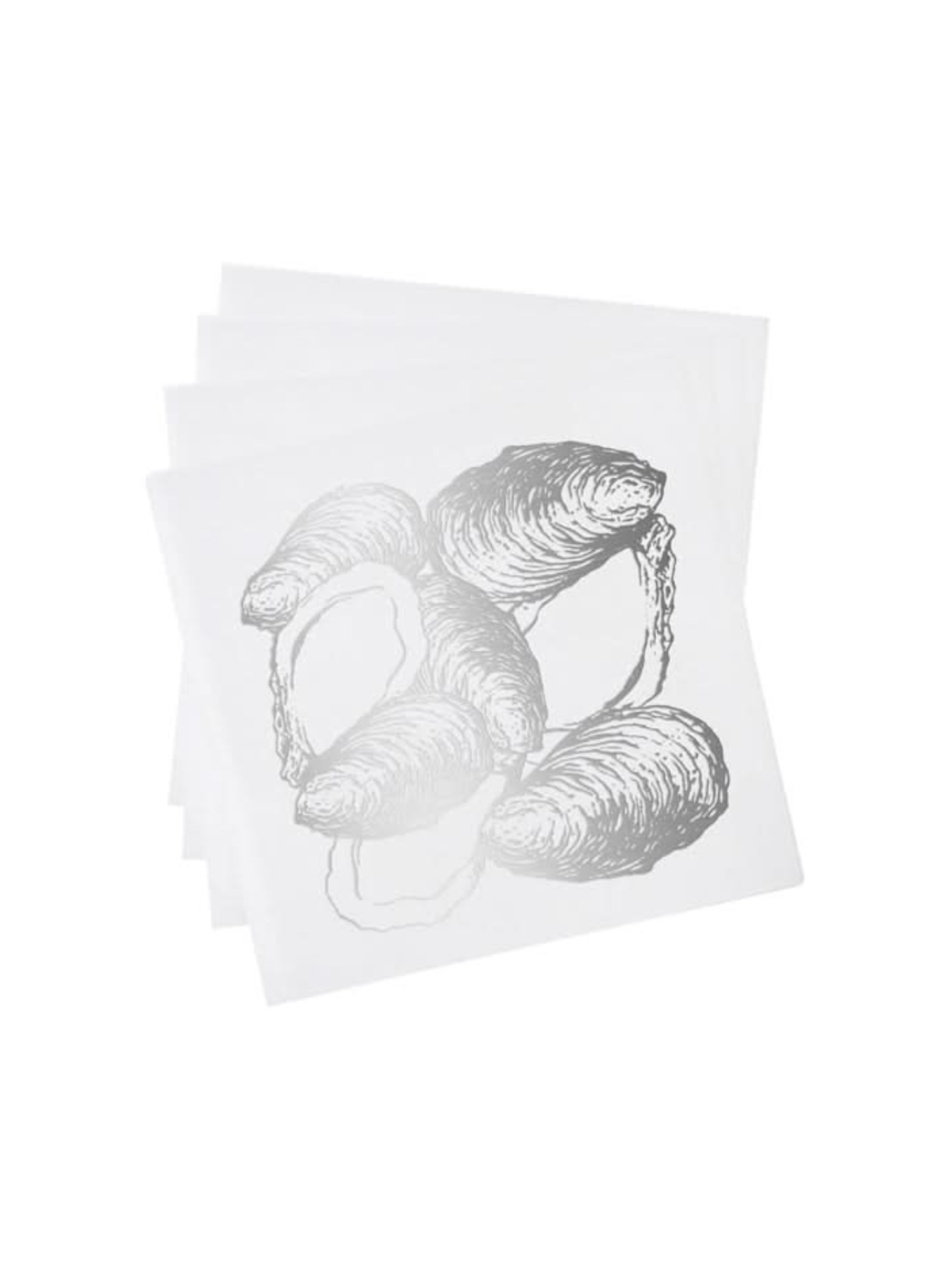 Oyster Cocktail Napkins - White & Silver