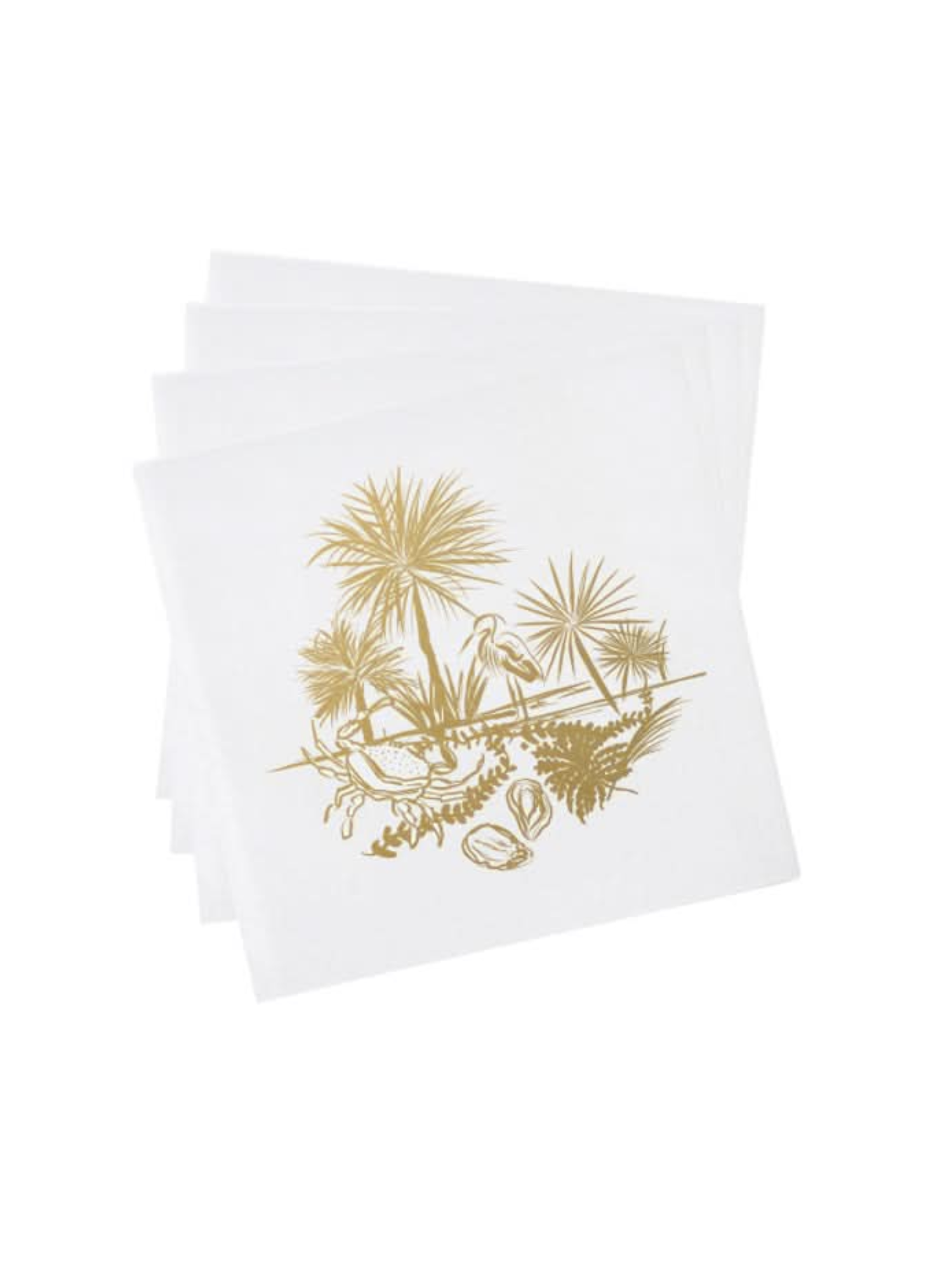 Low Country Cocktail Napkins - White & Gold