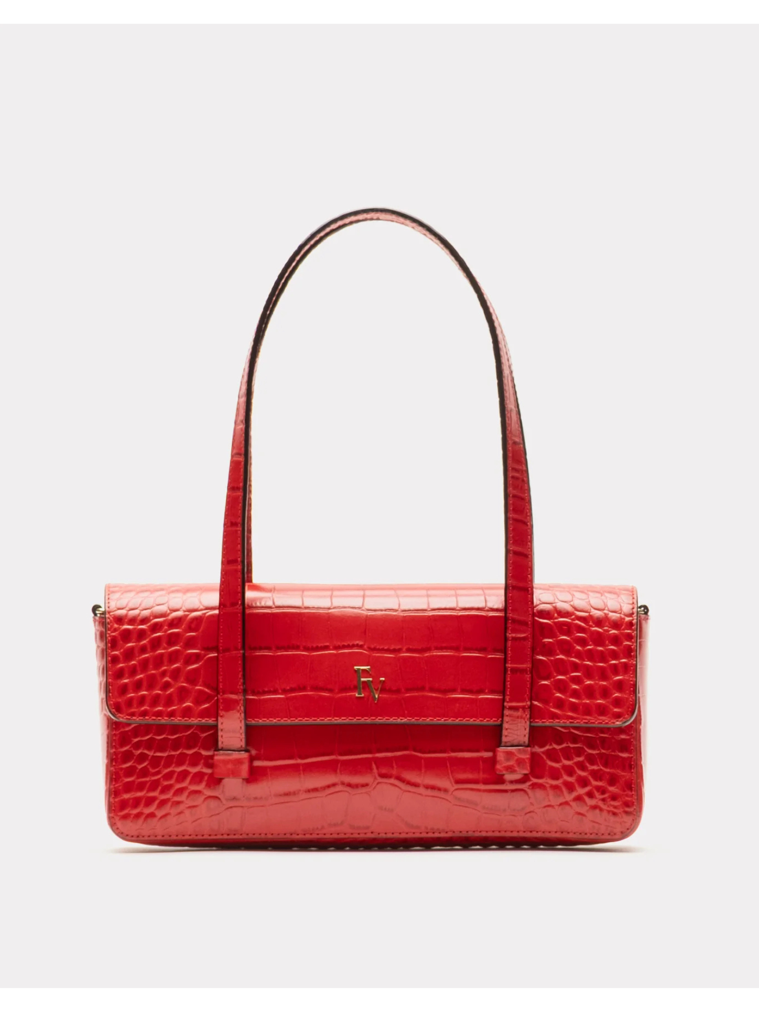 Slim Tote Croc Emboss Leather - Red