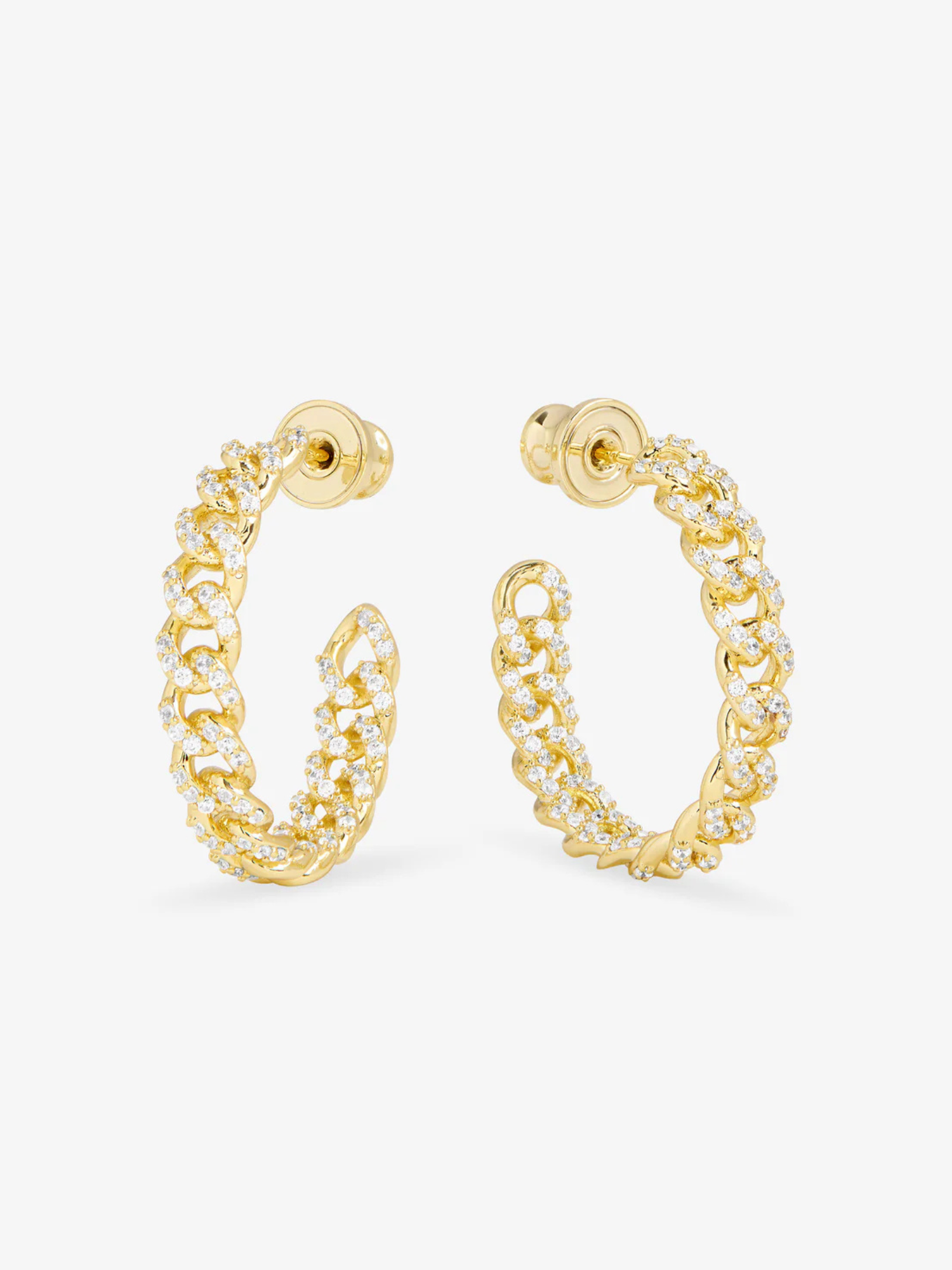 Pave Julian Chain Hoops 1"