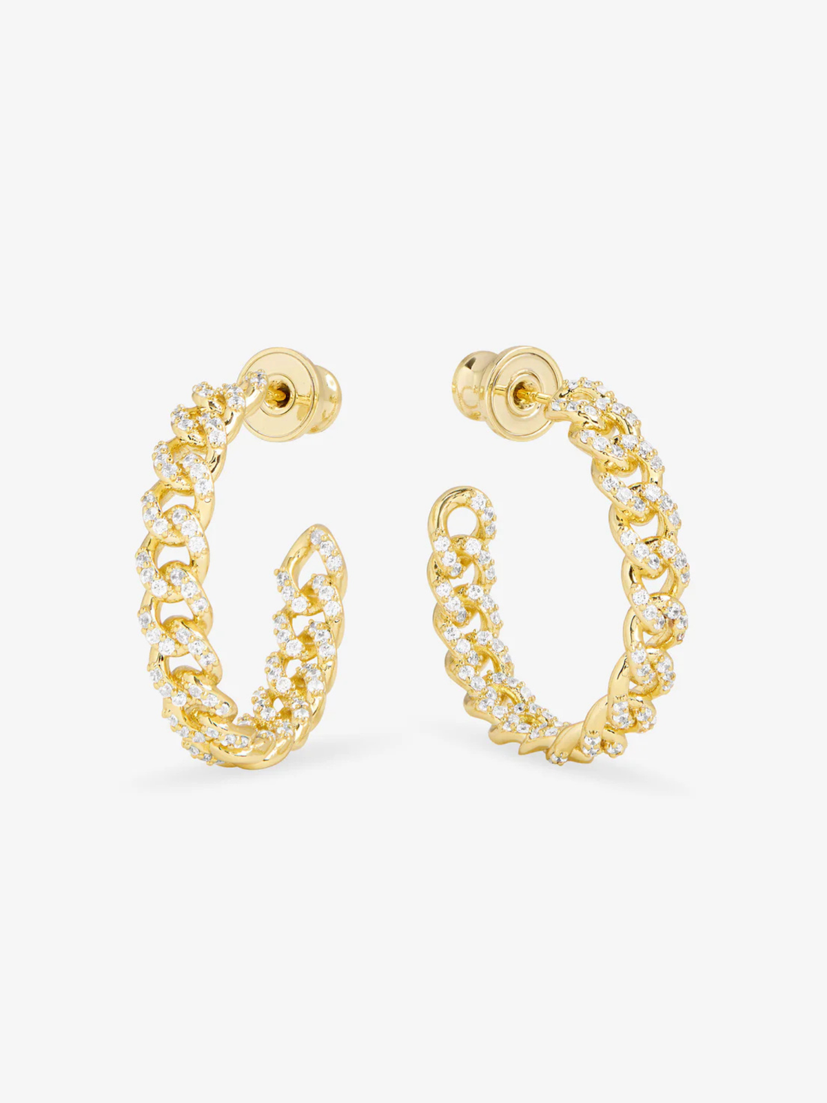 Pave Julian Chain Hoops 1"