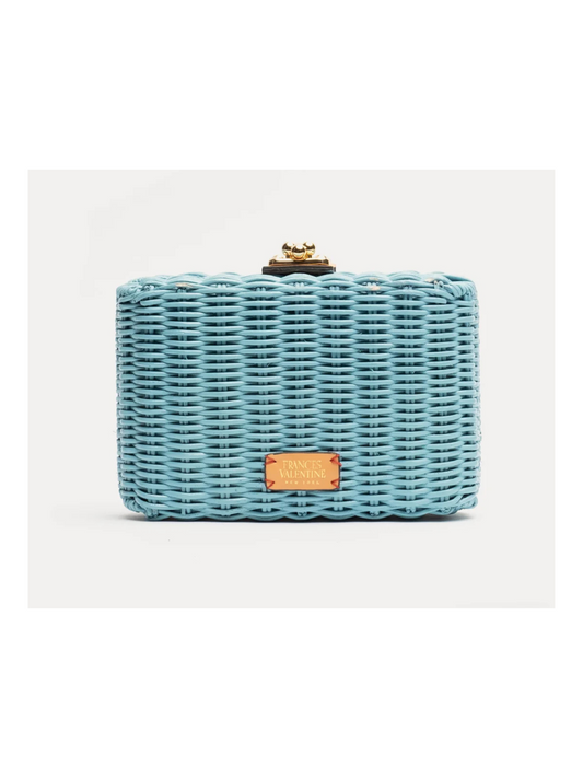 Paige Box Clutch Wicker - Light Blue