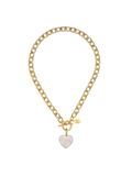 Stone Heart Toggle Necklace - White Turquoise