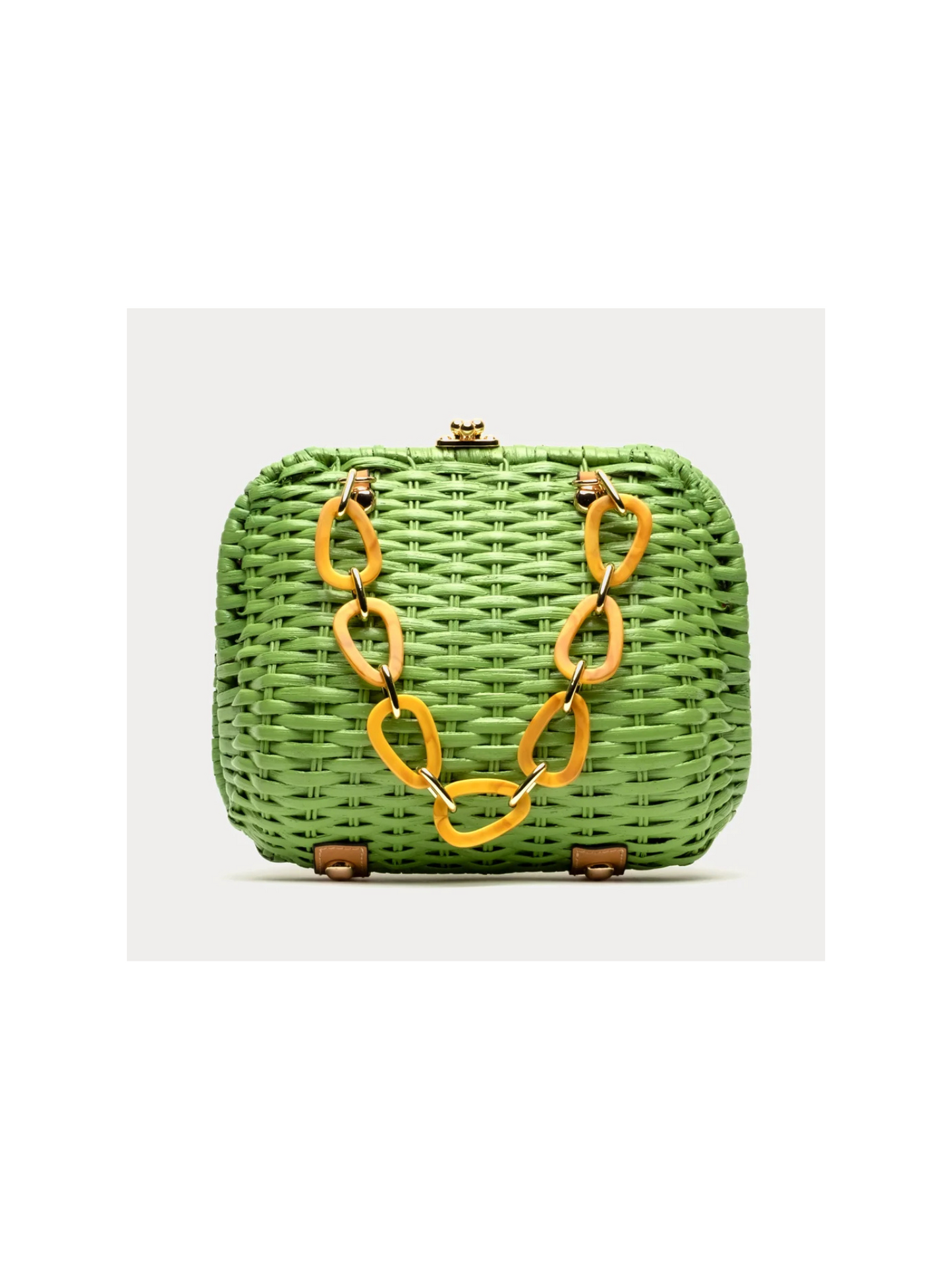 Hen Bag Peony Wicker - Lime Green