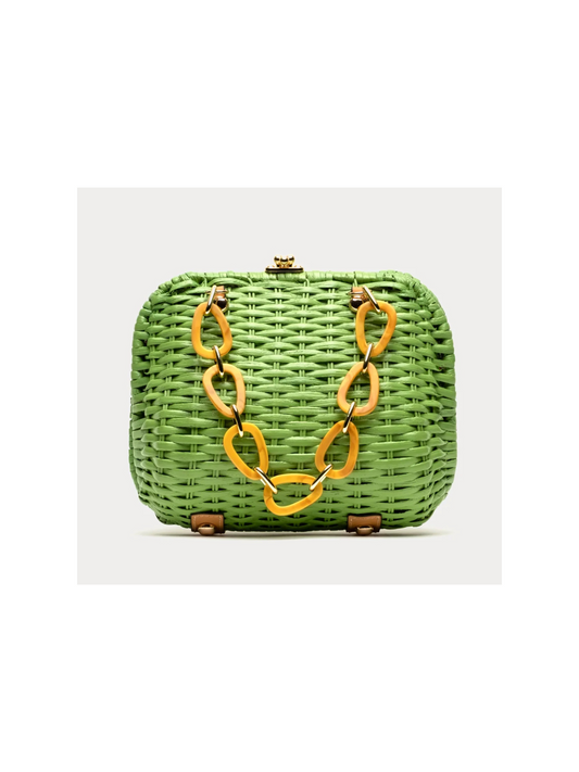 Hen Bag Peony Wicker - Lime Green