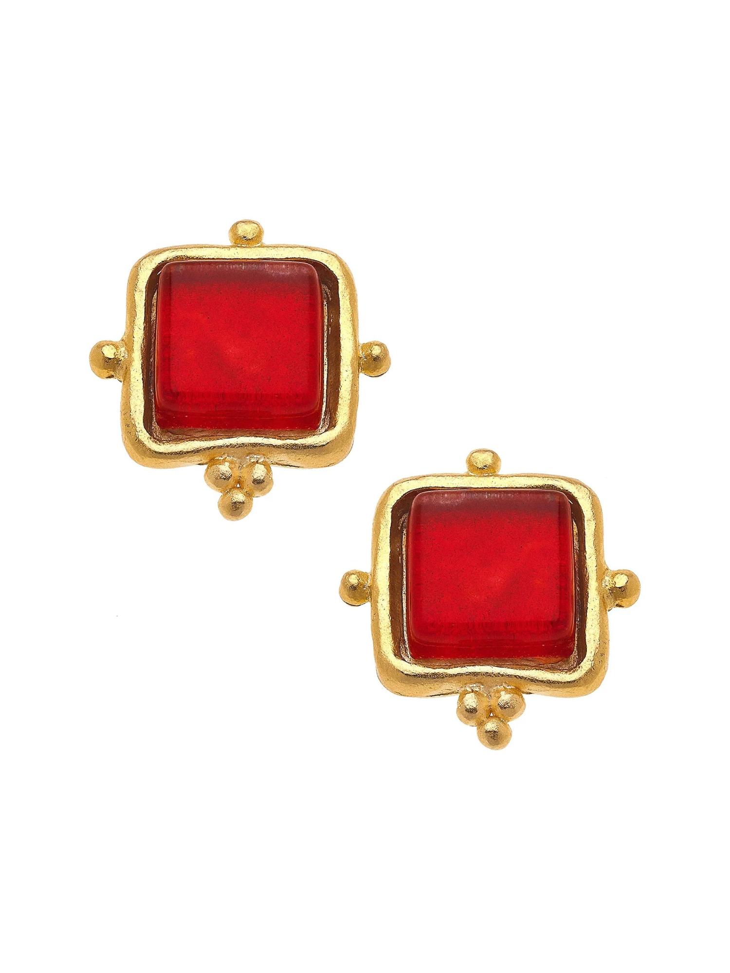 Madeline Handmade Studs - Red