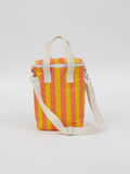 Striped Cooler Bag - Coral/Yellow