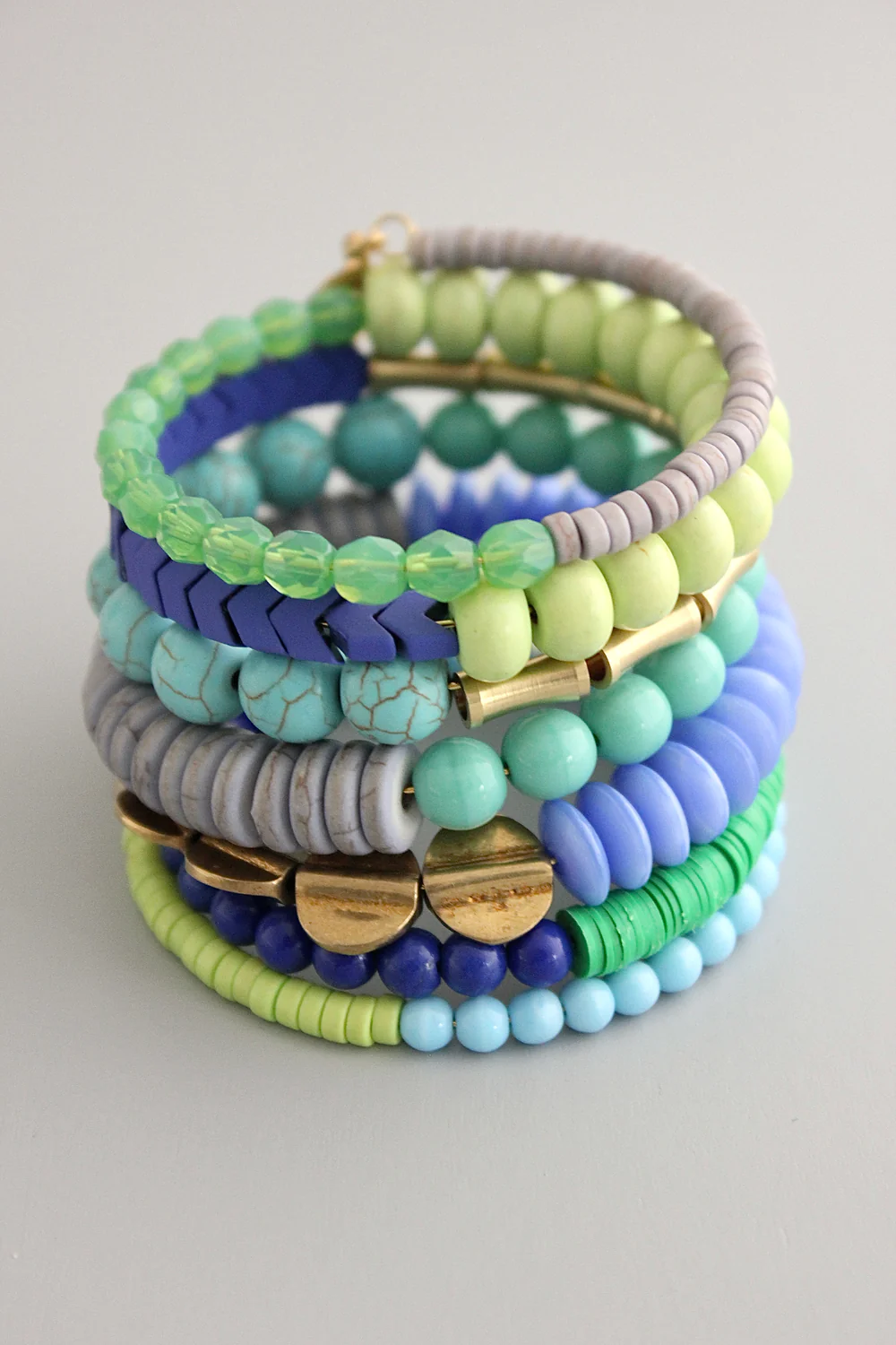 Blue and Green Wrap Bracelet
