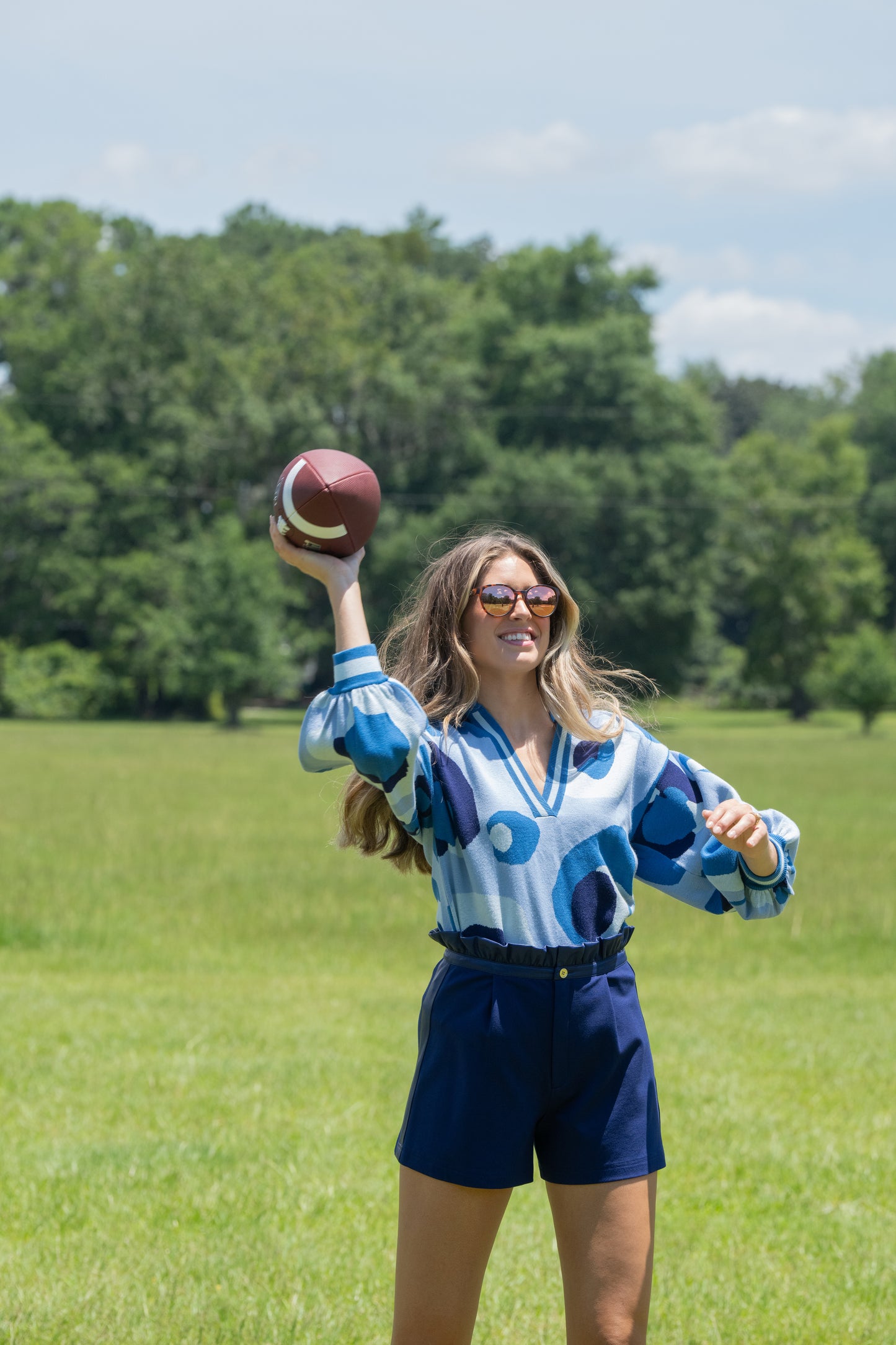 Lolli Sweater - Blue Collegiate Cheetah