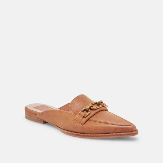 Sidon Flats in Brown Embossed Leather