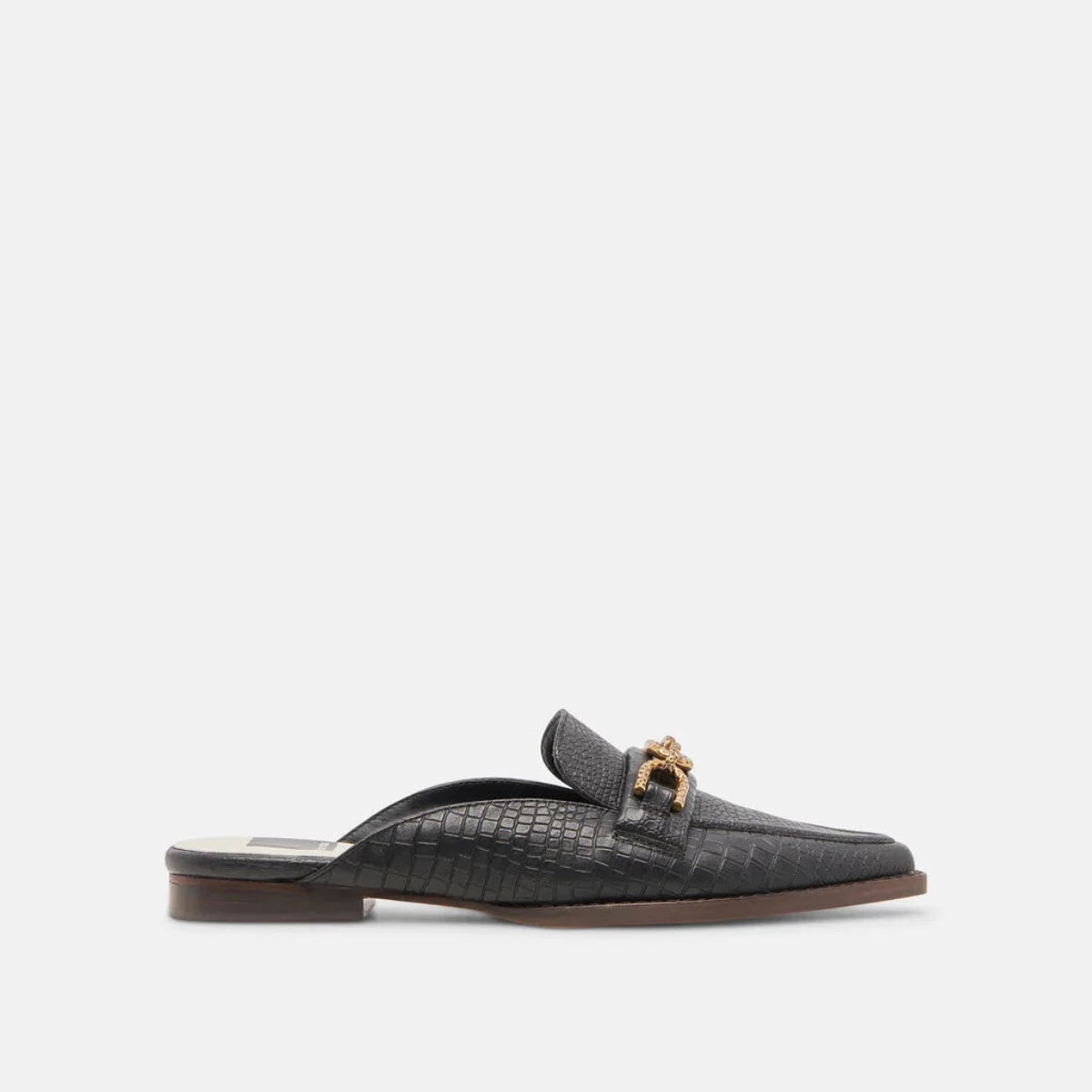 Sidon Flats in Noir Embossed Leather
