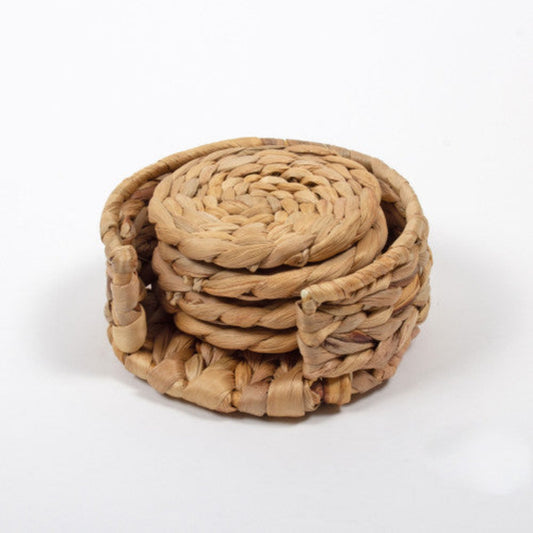 4pc Coaster Set in Natural Woven