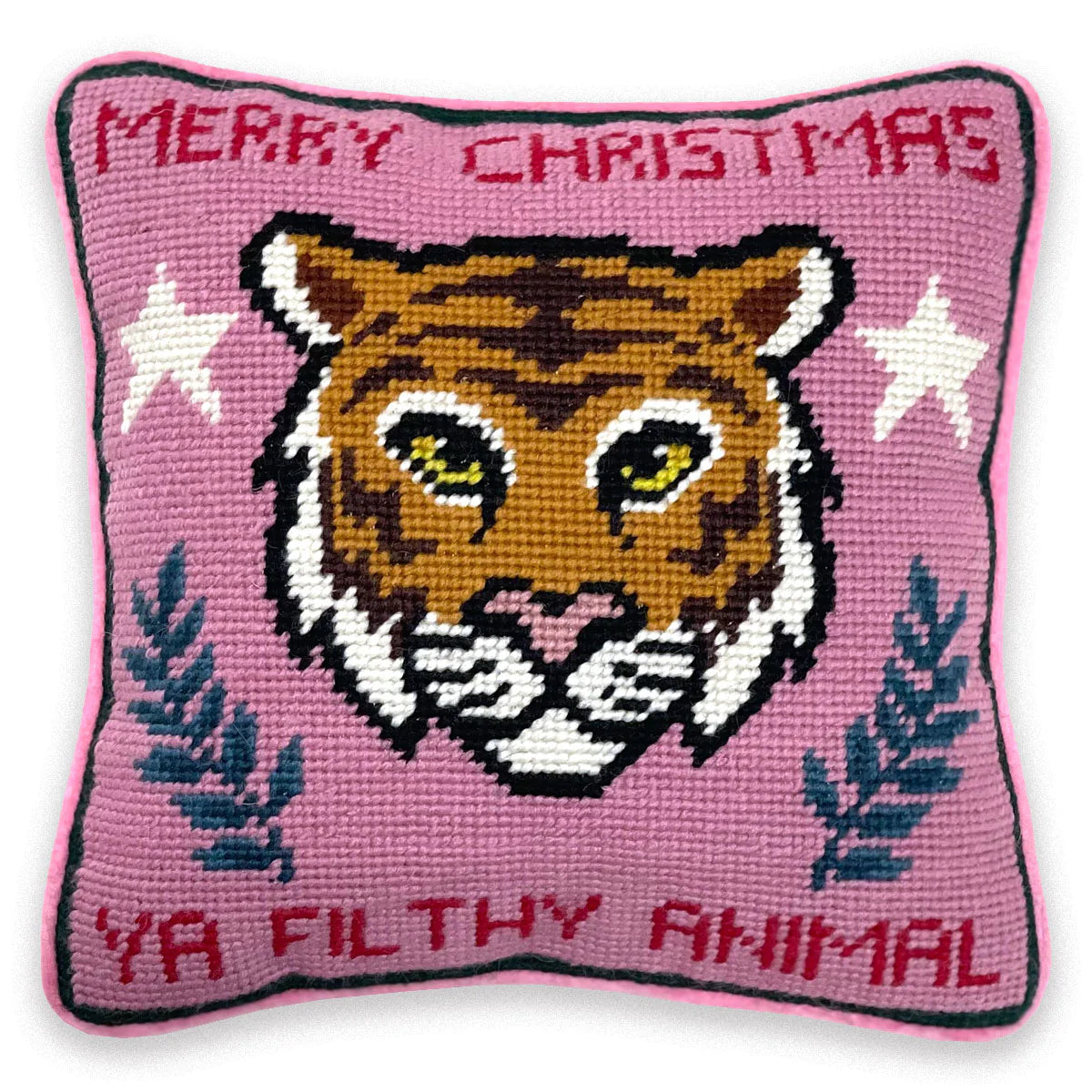 Merry Christmas Ya Filthy Animal Needlepoint Pillow