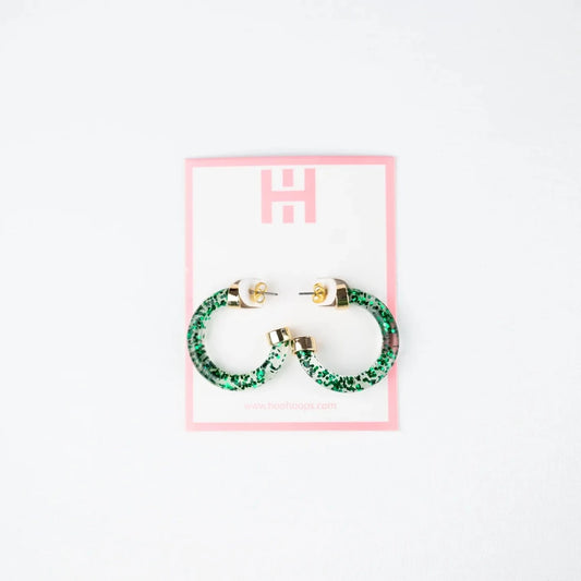 Mini Hoo Hoops - Green Glitter