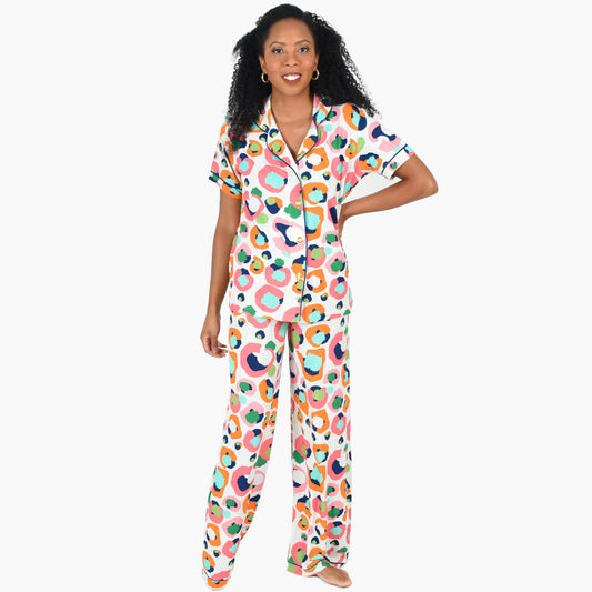 Multi Spot Cheetah Pajama Pant Set