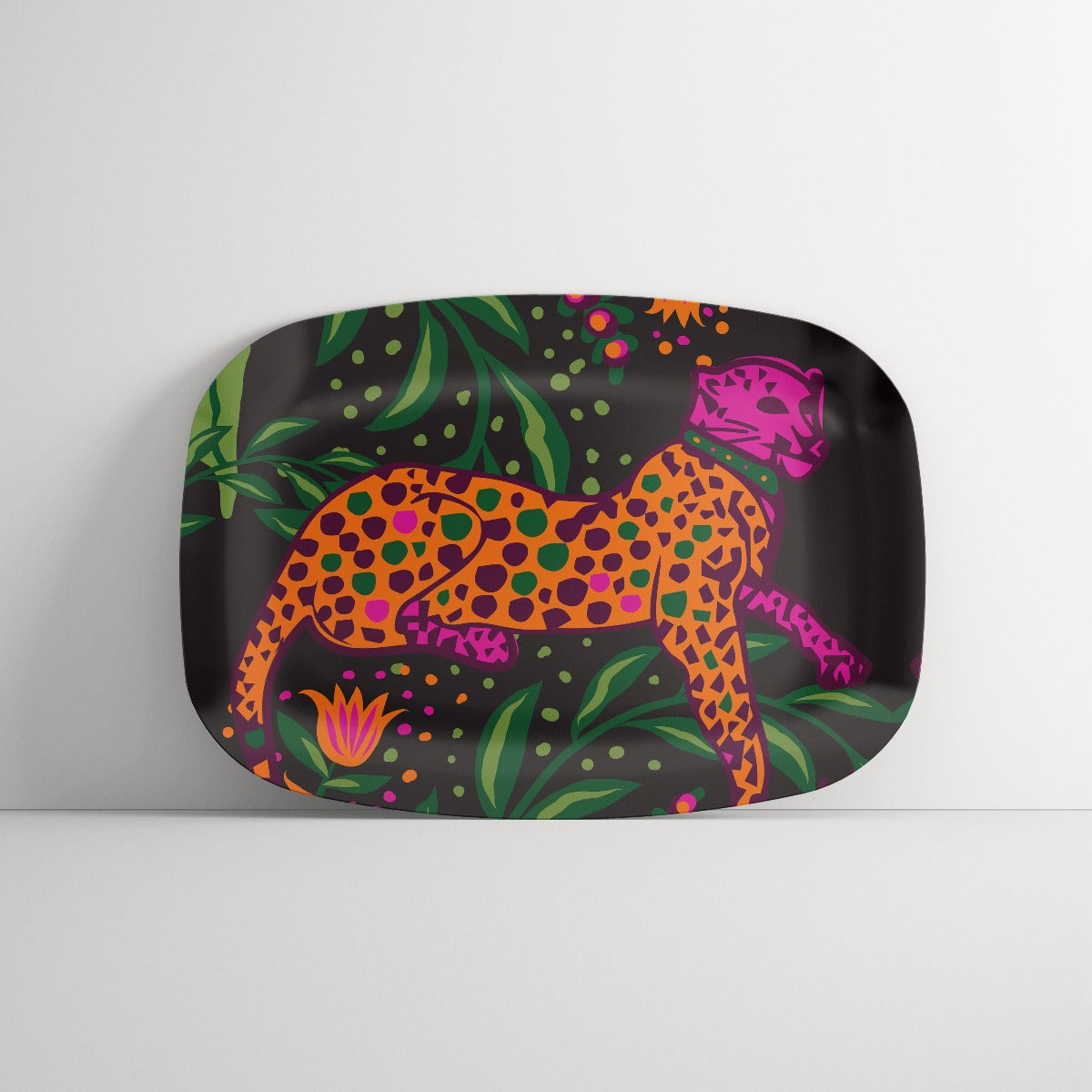 Shatterproof Serving Platter- Lounging Leopard