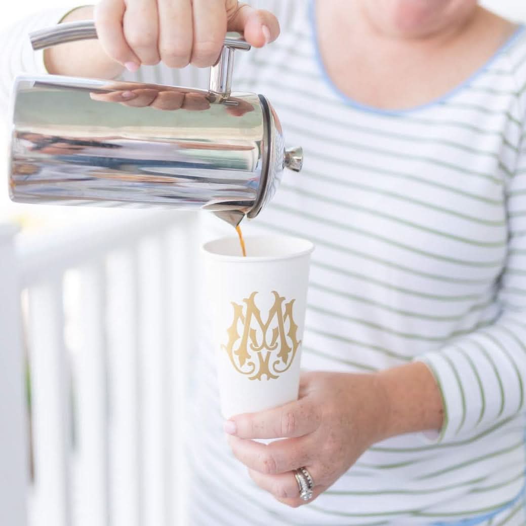 1-Letter Monogrammed Paper To-Go Cups
