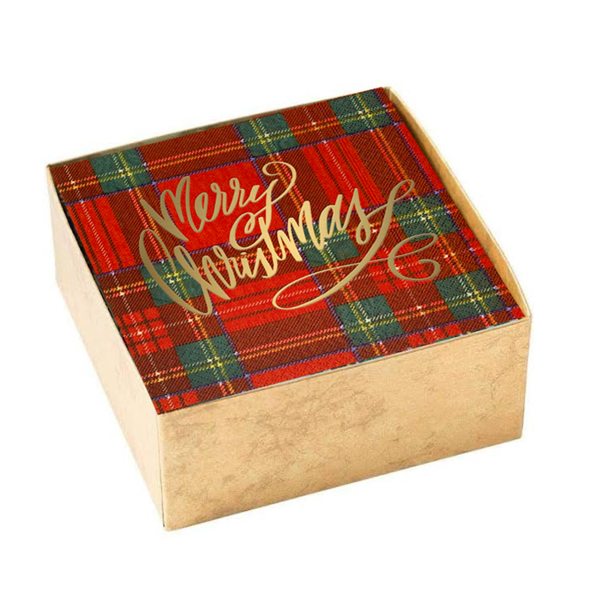 Merry Christmas Tartan Boxed Cocktail Napkins