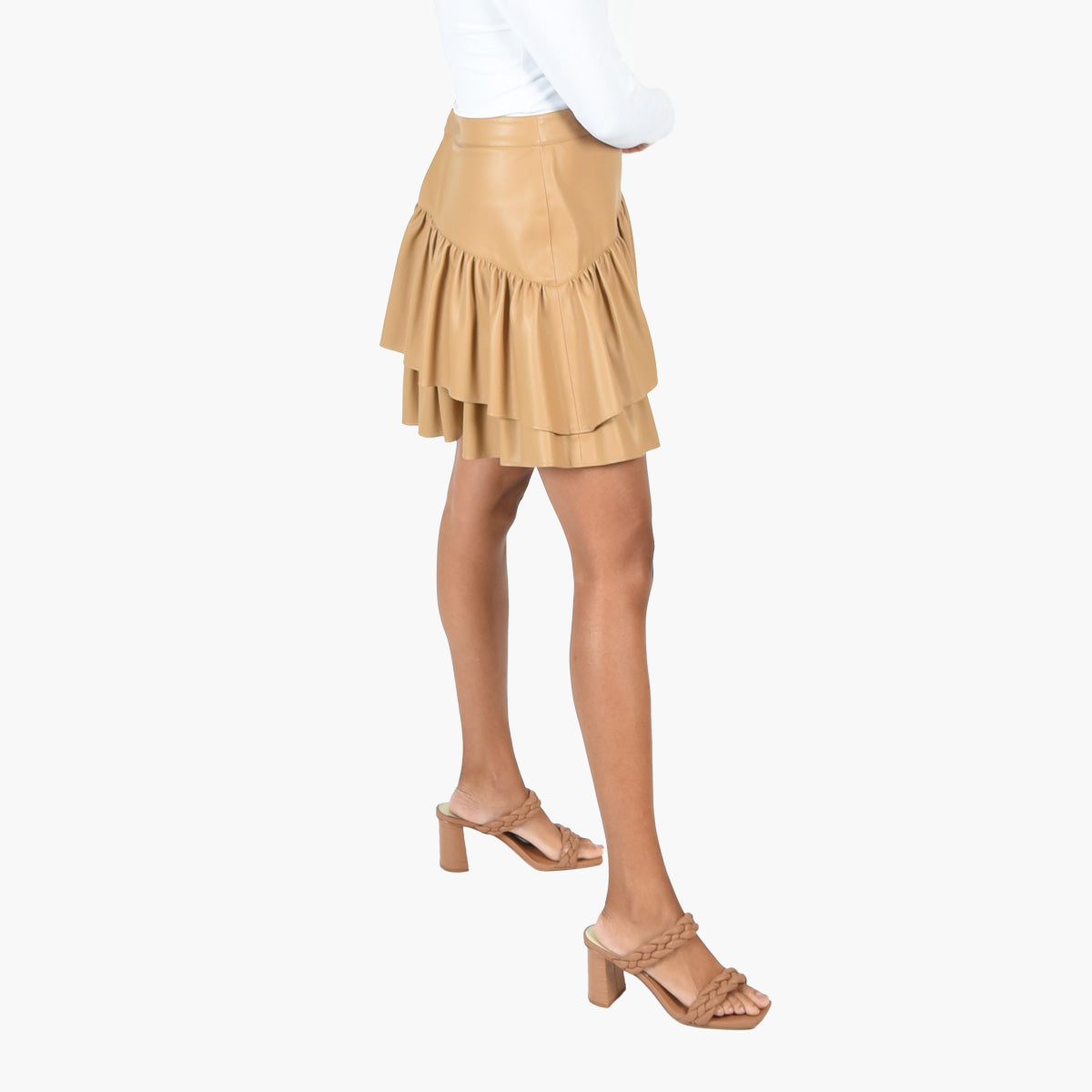 Tiered Mini Skirt - Camel